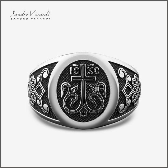 Silver Ring "Blossoming Cross"