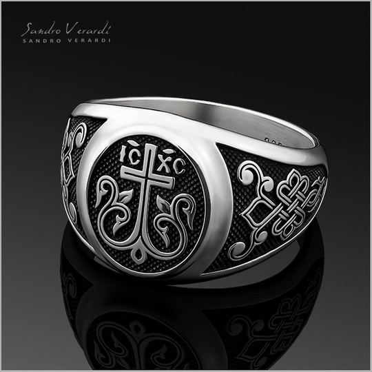 Silver Ring "Blossoming Cross"