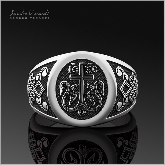 Silver Ring "Blossoming Cross"